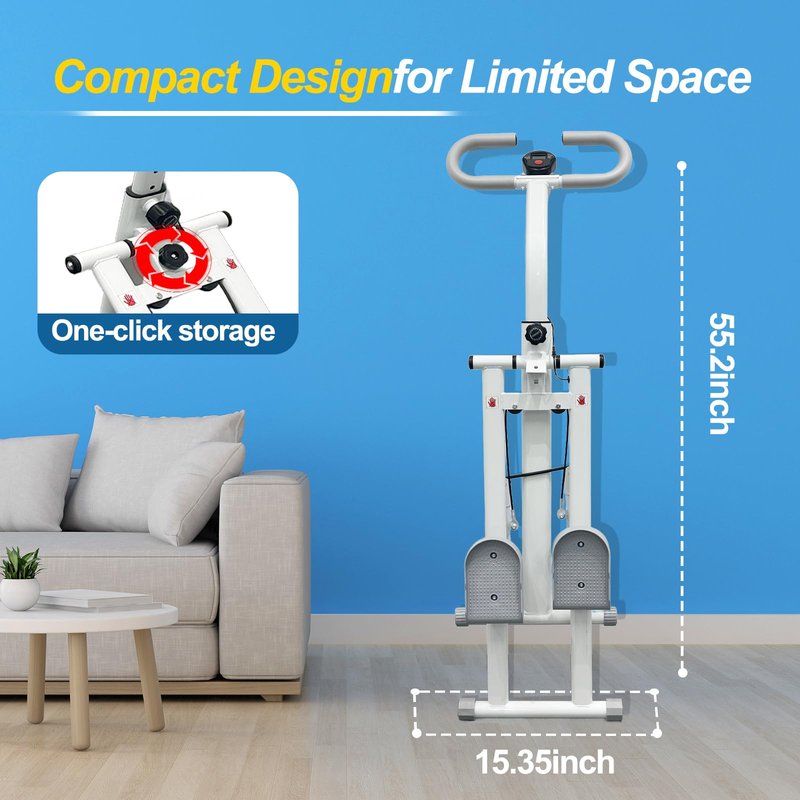 Steppers for Exercise at Home, Vertical Climber Workout Machine, Stair Climber for Full Body Workout with Adjustable Handlebar, Perfect for Women Men (White)