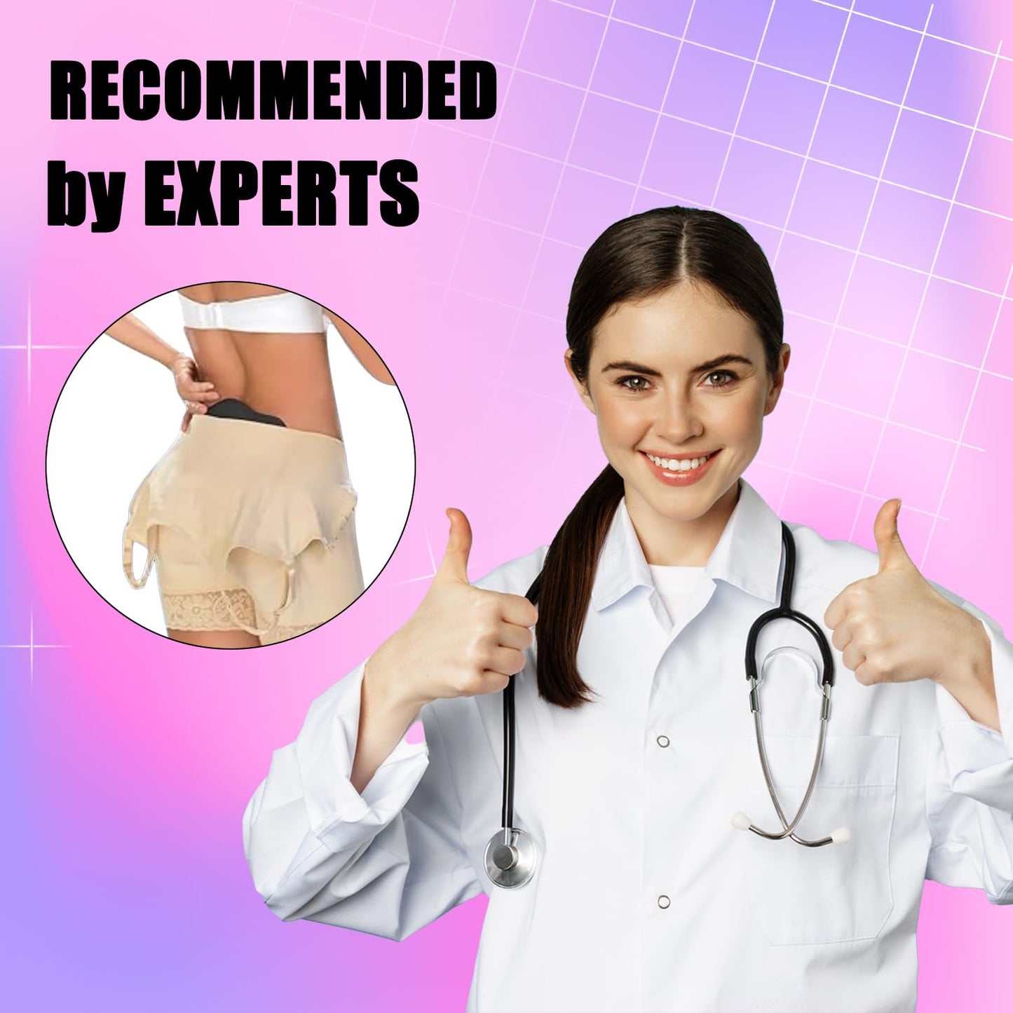 BBL Lipo Foam Back Board for Post-Surgery Recovery - Ergonomic Lumbar Compression Board, Surgeon-Approved Support for Liposuction, BBL, Tummy Tuck & C-Section (8.9" x 5.9" x 0.6", black)