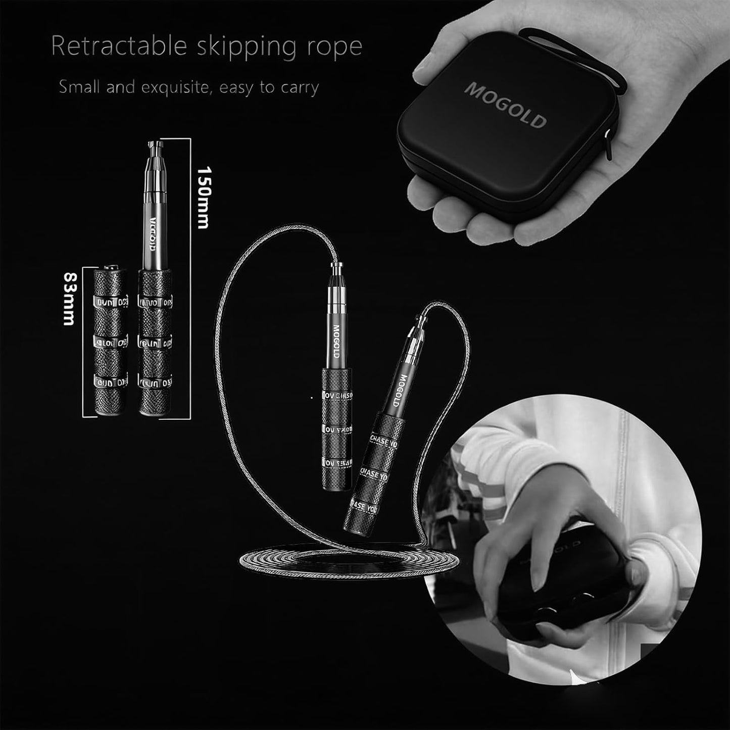 Retractable Jump Rope - Adjustable No-Tool Design | Tangle-Free Steel Cable for Travel & Gym Use