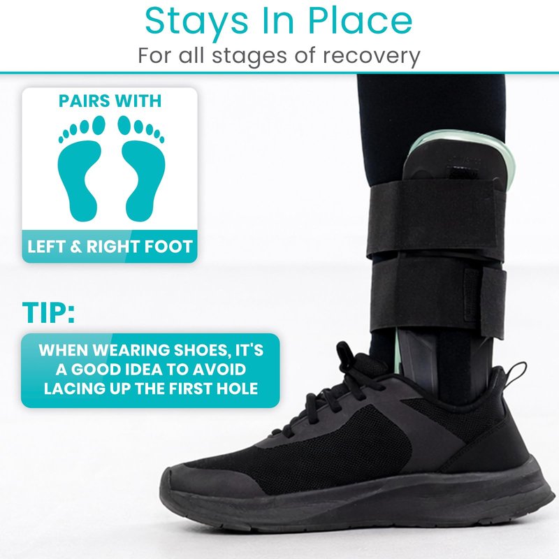 Vive Ankle Stirrup Brace - Air Gel Stabilizer for Ankle Sprain, Tendonitis Support for Men & Women - Right & Left Foot -Achilles Tendon Compression Relief -Fracture Treatment - Hot & Cold Therapy