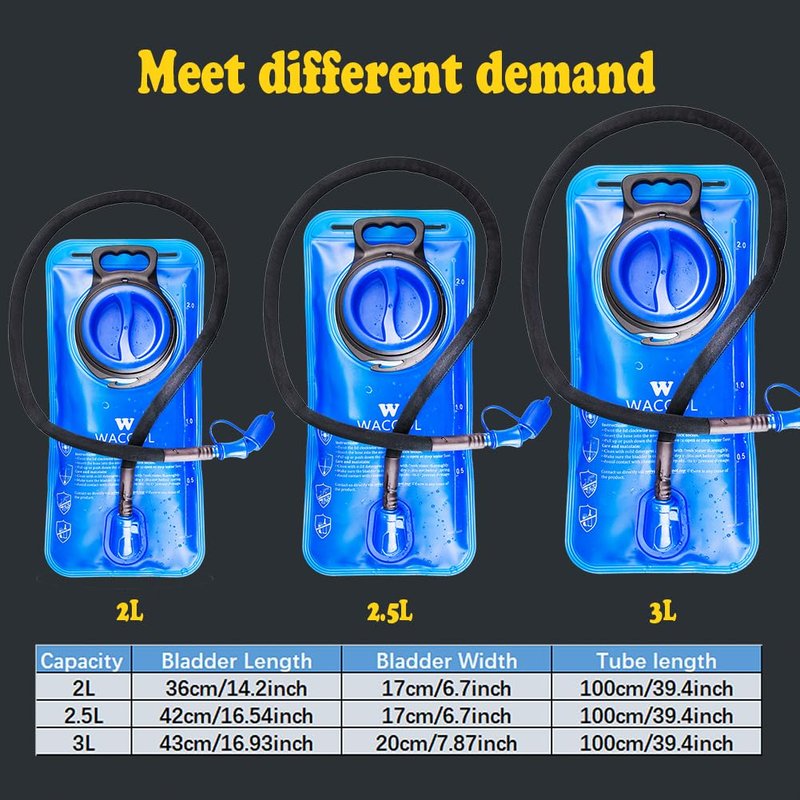 WACOOL 2L 2.5L 3L BPA Free PEVA Hydration Pack Bladder Leak-Proof Water Reservoir (Hydration Bladder With Cleaning Kit, 2L)