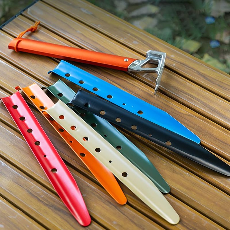 Takelablaze Aluminum Tent Stakes for Camping in Snow & Sand 10PCS Beach Canopy Tent Stakes U-Shaped Tent Pegs Lightweight Ground Nails for Beach Shade Canopy Hiking Backpacking Boating Picnic (Red)