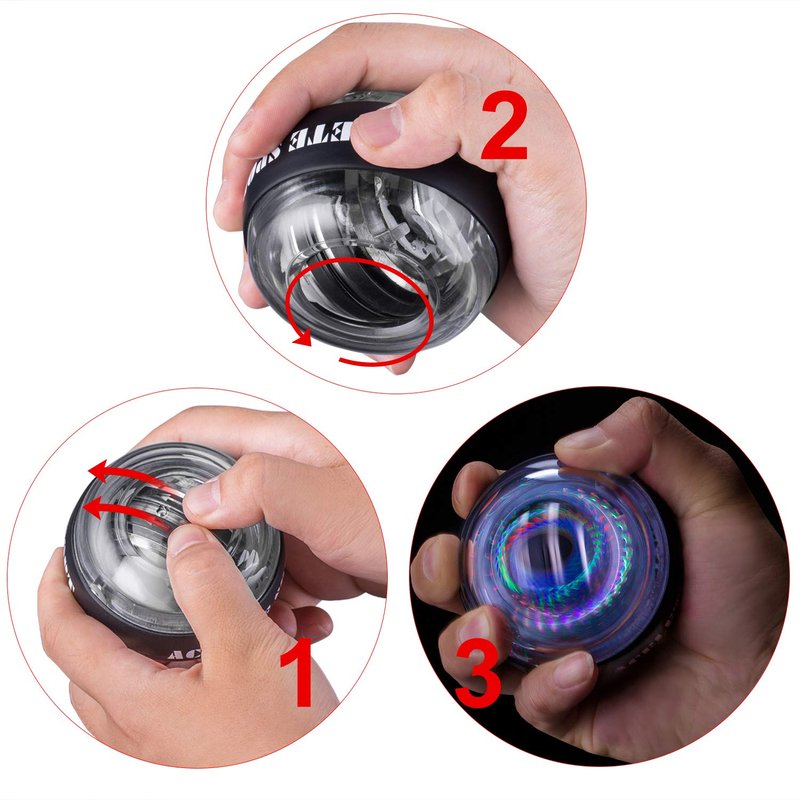 ACELETE Gyro Ball with Counter Wrist Exerciser Gyroscope Ball Forearm Strengthener for Stronger Wrist Bones and Muscle with LED Light(Blue with Counter)