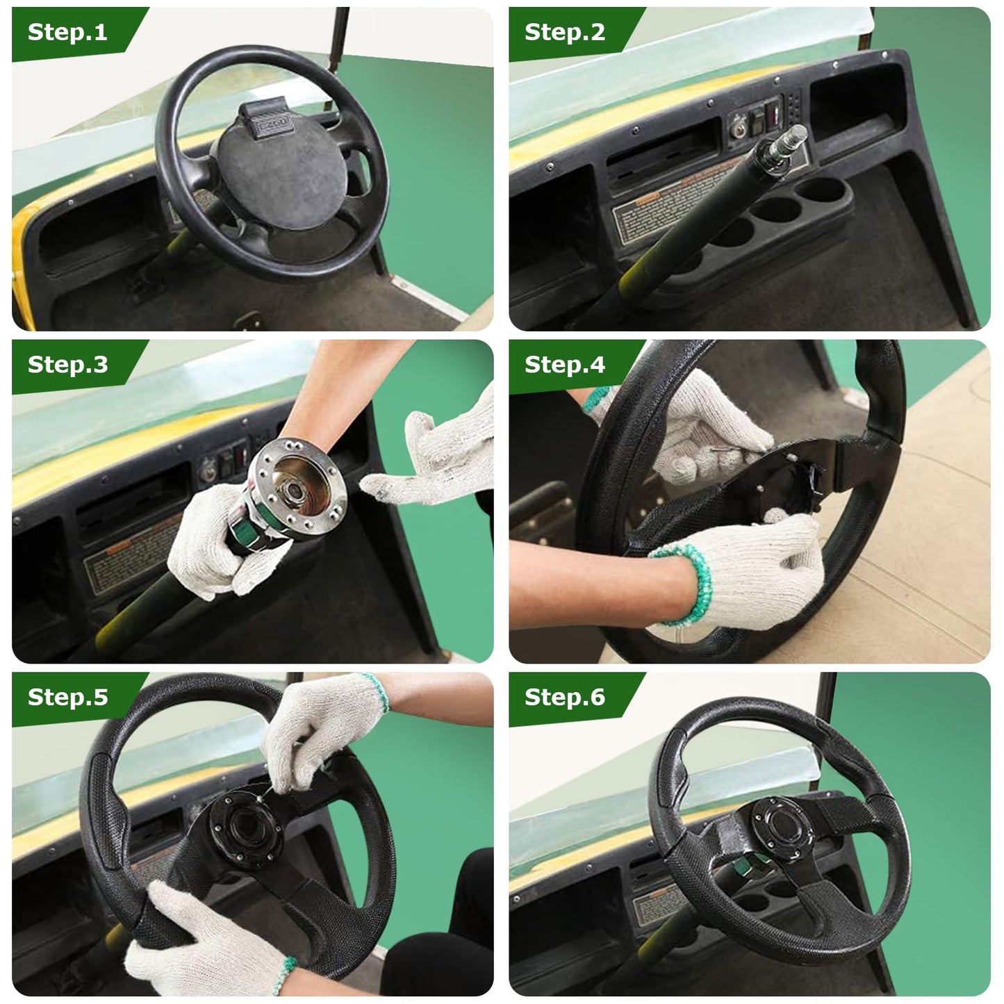 Universal Golf Steering wheel Ergonomic Fit for Club Car DS and Club Car DS Precedent EZGO Yamaha Golf (5156A-blue)