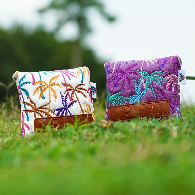 Big Crazy Putter Cover with Strong Magnetic Closure - Square Mallet Putter Cover - Waterproof PU Leather - Golf Head Covers - Coconut Tree Funny Design