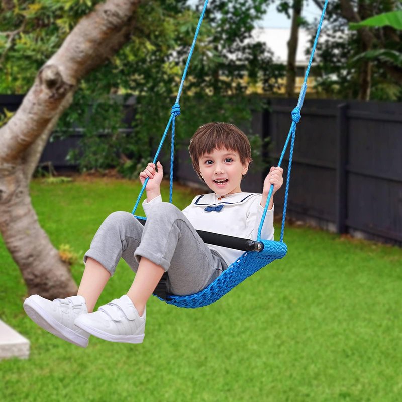 Kids Swing Seats Indoor Hand-Made Net Swing with Adjustable Rope Tree Swings for Kid Child Backyard Playground Swings Outside Indoor