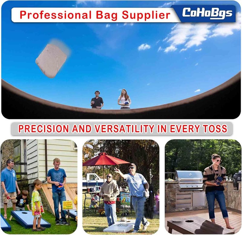 Professional Cornhole Bags Set of 8 - Dual-Sided Slick & Stick Resin-Filled Suede & Duck Canvas | Includes Carry Case