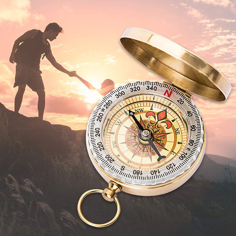 Bahfir Camping Survival Compass for Hiking, Kids, Camping Hunting, Outdoor Military Navigation Tool (2 Pack)
