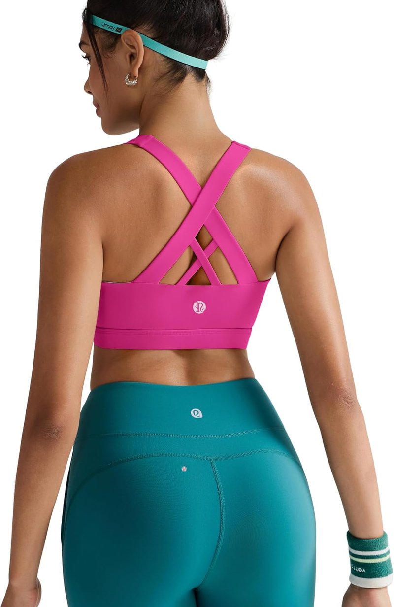 Running Girl Sports Bras for Women - Padded Criss-Cross Back Medium Support with Removable Cups
