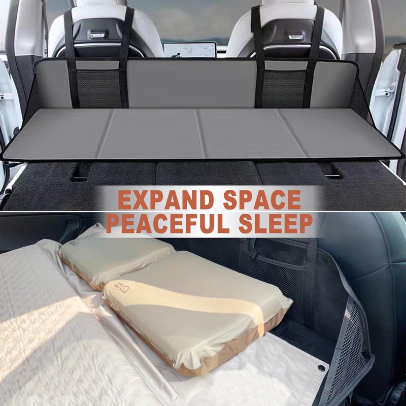 Colefunmit Car Rear Seat Mattress Extension Plate, Portable Mattress for Sleeping, Foldable Back Seat Extender, Increase Travel Trunk Space and Car Bed Camping Space for Car, SUV, Model Y/3 (Black)