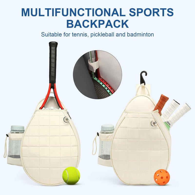 KAVIGOR Tennis Bag, Tennis Backpack Holds 2 Rackets, Quilted Crossbody Sling Bag, Waterproof Pickleball Bags with Safety Pocket for Women and Men