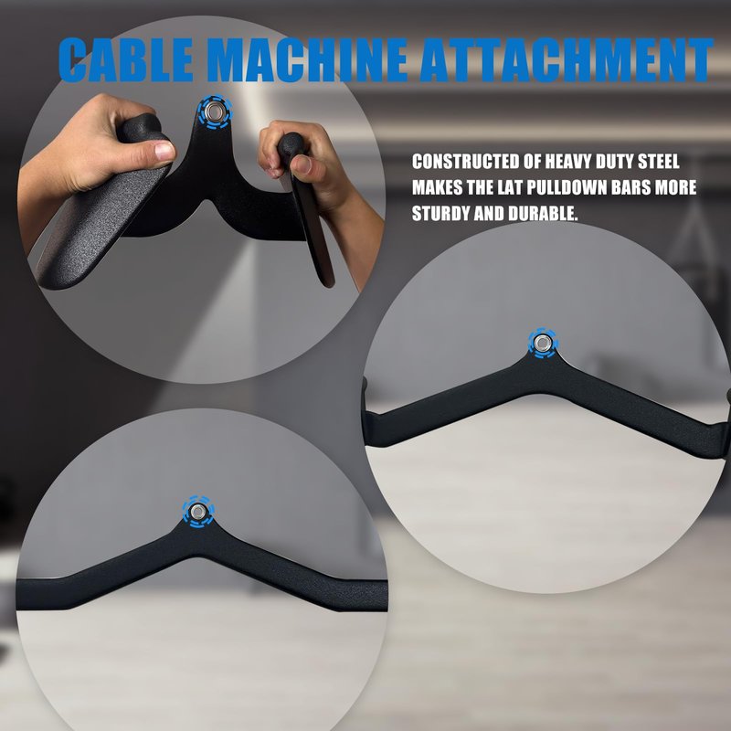 BLUSLM LAT Pulldown Attachments, LAT Bar Cable Machine Attachment,T-bar V-bar, LAT Pull Down Bars, Back Tricep Bar Strength Training Handle for Home Gym Fitness (Style 03)