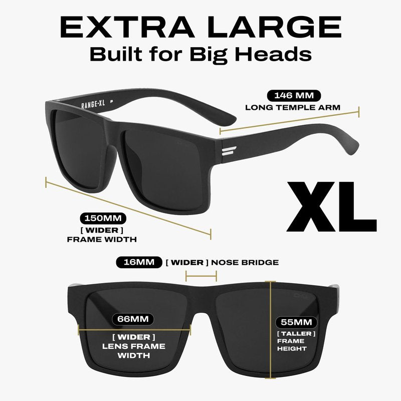 TOROE Super Dark Polarized Sunglasses UV400 Category 4 Lenses for Light Sensitivity (XL-RANGE | White Emblem | C4)