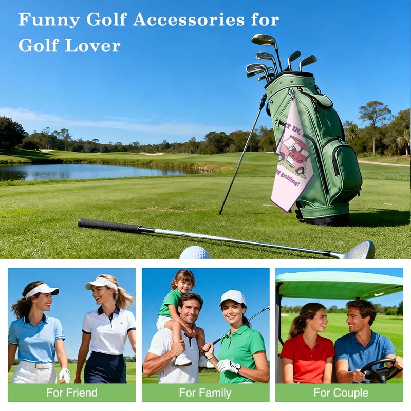 Juoqg We're Going Golfing Purple Golf Towel, Fun Retro Golf Bag Towel With Clip, Golfing Accessories for Women, Golfers Gifts for Fan Daughter Golfer Mom Grandma, Birthday Gifts for Sport Lover Sister