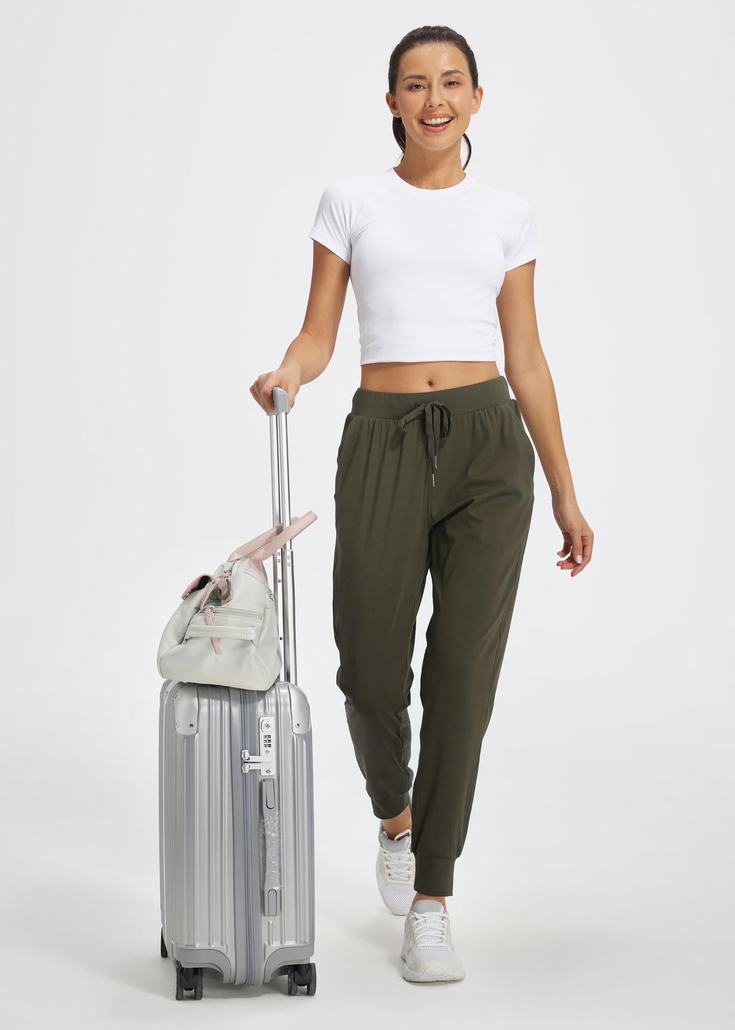 Libin Joggers for Women Petite/Regular/Tall Dance Sweatpants Athletic Workout Tapered Lounge Casual Teacher Pants for Running Yoga Cloths, Olive Green XL
