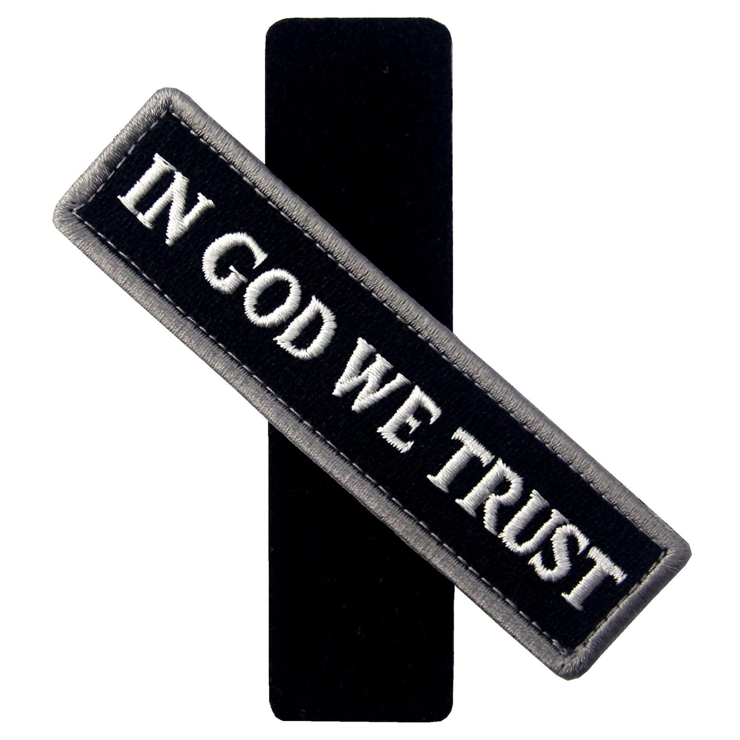 EmbTao in GOD We Trust Embroidered Tactical Morale Fastener Hook&Loop Patch - Black & White