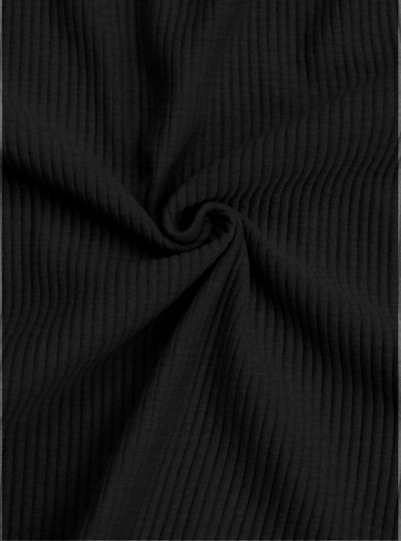 Quskc Men's Baggy Sweatpants Straight Leg Open Bottom Corduroy Pants Casual Drawstring Waist Joggers with Pockets Black