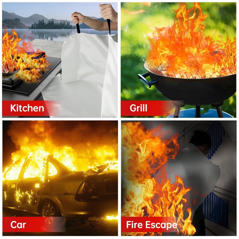 Fire Blankets - 8-Pack 40"x40" Emergency Safety Blankets for Home, Kitchen & Office