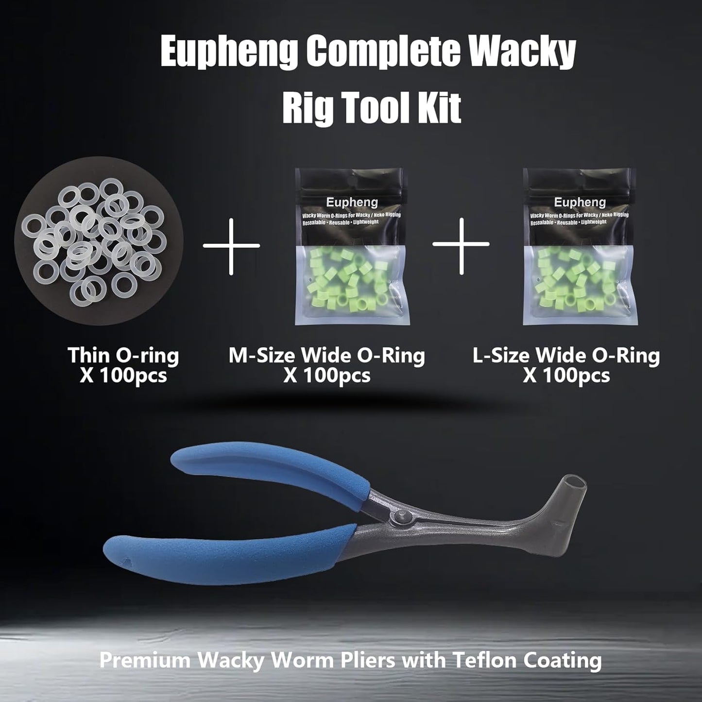 Wacky Worm Pliers - Labor-Saving Lever Design with 300 O-Rings (6/7mm) | Smooth Action Teflon Coated Stainless Steel Tools