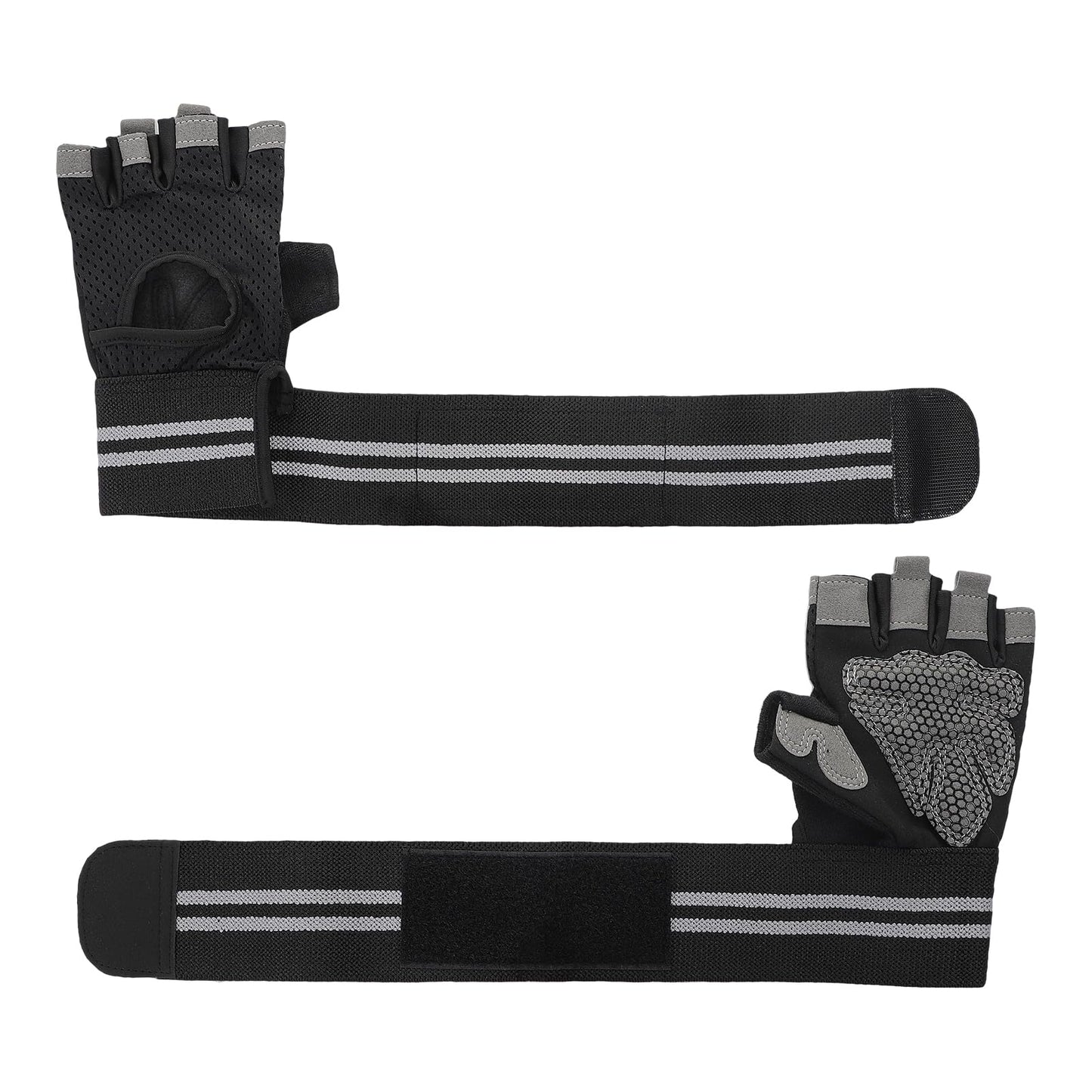 Greenery-GRE Workout Gloves with Wrist Support Weightlifting Gloves for Men Women Non-Slip Gym Gloves Fingerless Training Exercise Fitness (1, Black, X-Large-Men)