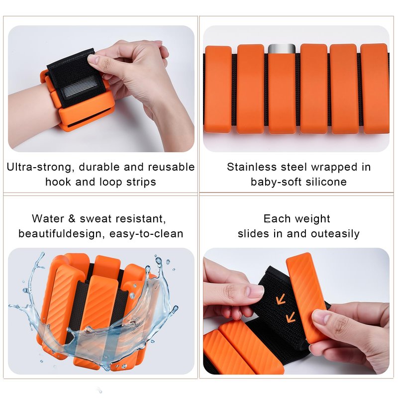 Pilates Wrist and Ankle Weights for Women, Adjustable 2 lbs Weighted Bangles for Men 1LB Each Arm Bands Foot Leg Weights for Walking Yoga Training Exercise Running Set of 2 (Pink)