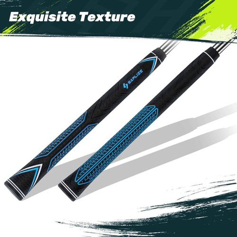 SAPLIZE High-performance Rubber Golf Grips 13 Pack, High Shock Absorption, Non-slip, Choose from 13 Grips with 15 Tapes or Full Regripping Kit, Std/Mid/Jumbo, CC10 Series, Oversize, Blue