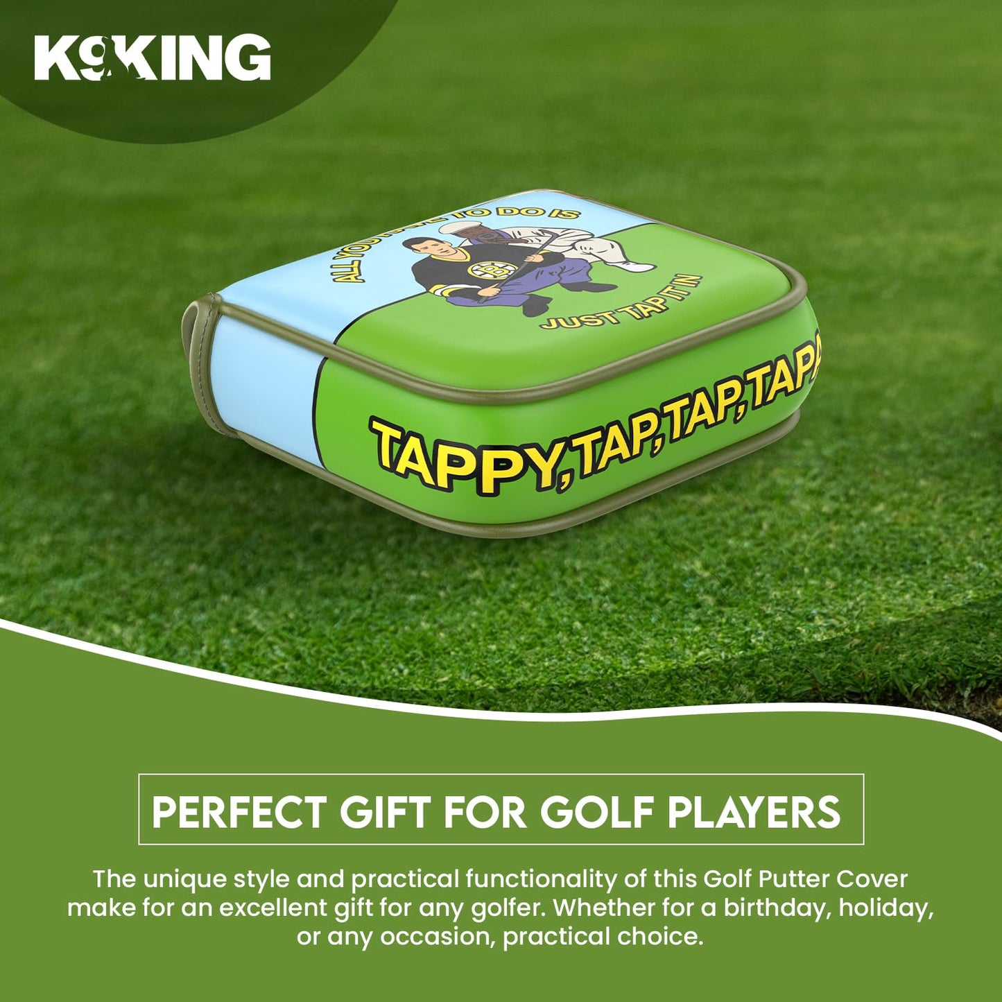 Golf Putter Cover, Protective Golf Club Covers and Mallet Putter Headcover for Odyssey, Magnetic Closure Golf Blade Putter Cover (Tap Tap TapaRoo Putt Cover)