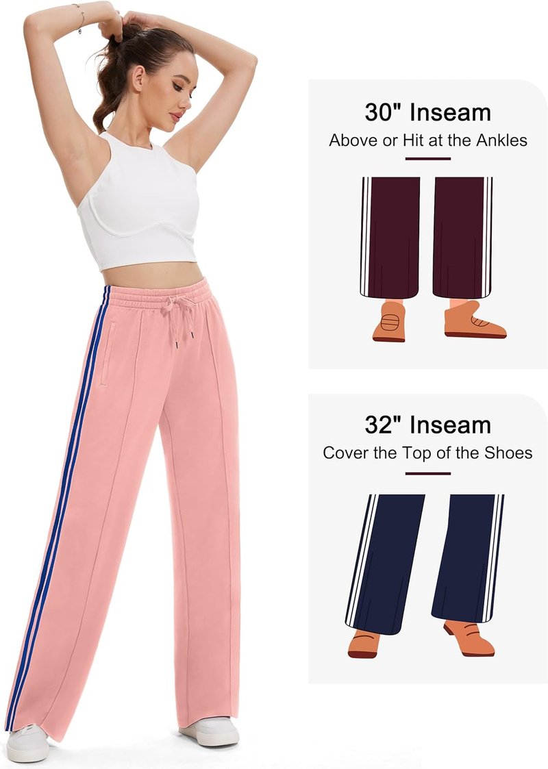 Women's Track Pants - Loose Straight Leg Jogging Sweatpants | Warm-Up Athletic Wear in 28-36 Inseam