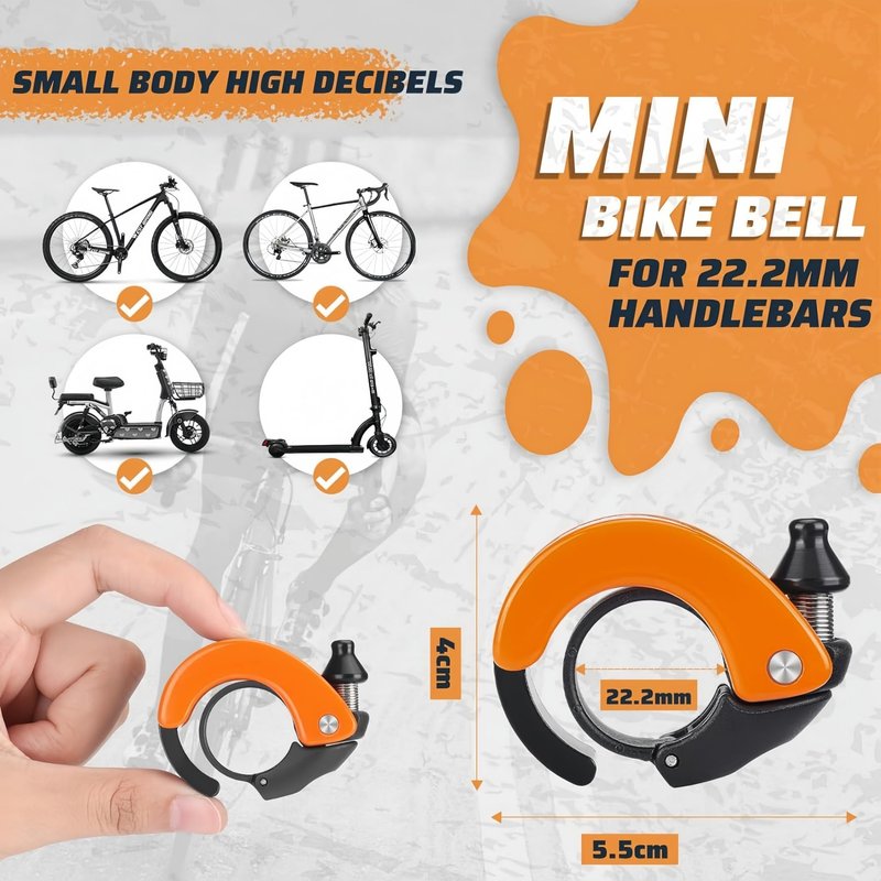 Bike Bell Hidden Conch Bicycle MTB Bells Max 100db Clear Long Sound (Orange)