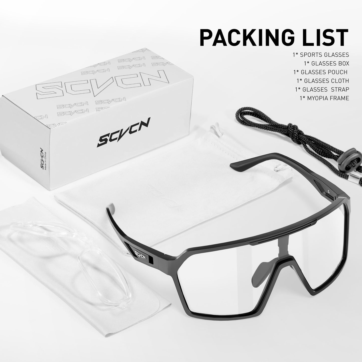 SCVCN Photochromic Cycling Glasses Men Women Clear Mountain Bike Sunglasses Sports Baseball Riding MTB S327