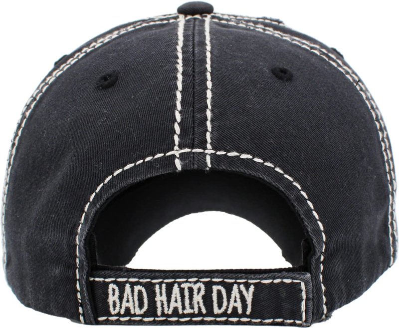 KBETHOS KBV-1073 BLK Bad Hair Day Vacation Beach Camping Womens Baseball Cap Distressed Vintage Unconstructed Embroidered Patch