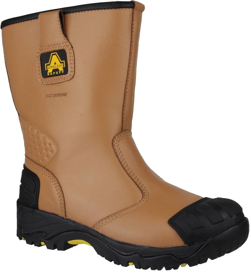 Men's Tan Waterproof Safety Rigger Boot - Durable Pull-On Design | Comfortable Fit