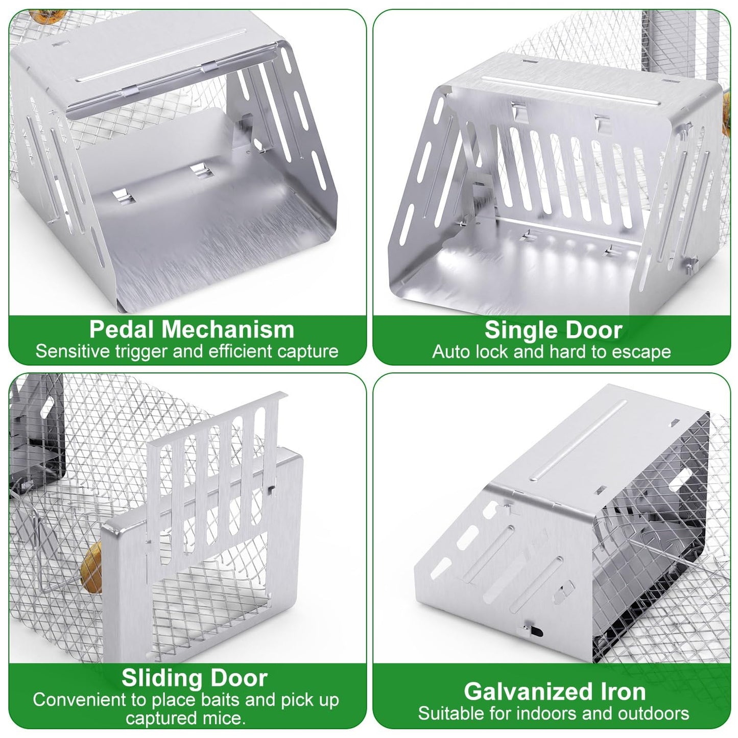 Humane Rat Trap, Automatic Continuous Mouse Cage Single Door Live Animal Trap Cage Indoor Outdoor for Small Rodents Chipmunk Mice Voles, Catch and Release