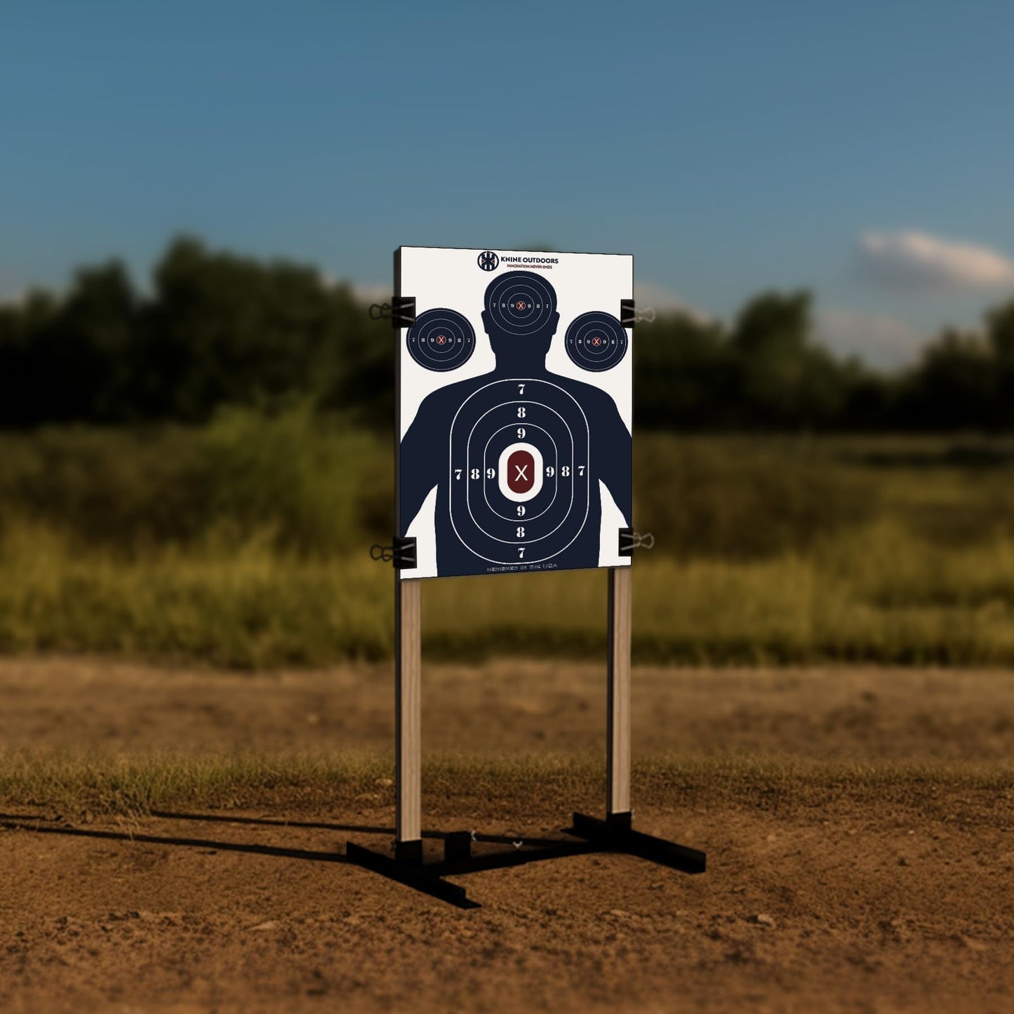 KNINE OUTDOORS Shooting Targets Paper, 12 x18 inch, Bulk for Hunting, Handguns, Pistols, Rifles, Silhouette with Red Bullseye, Blue Design (50 Pack)