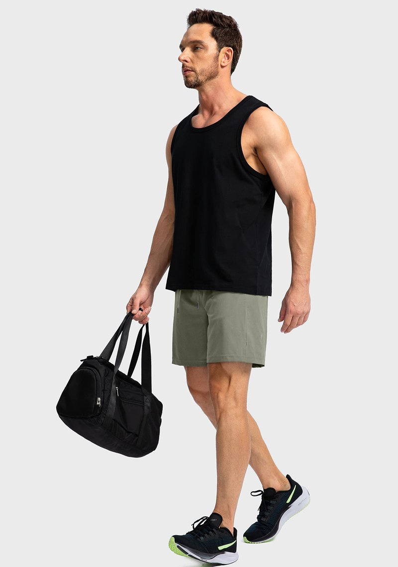 Men's Running Shorts with Zipper Pockets 7 Inch Lightweight Quick Dry Gym Athletic Workout Shorts for Men (Green Sage, Small)