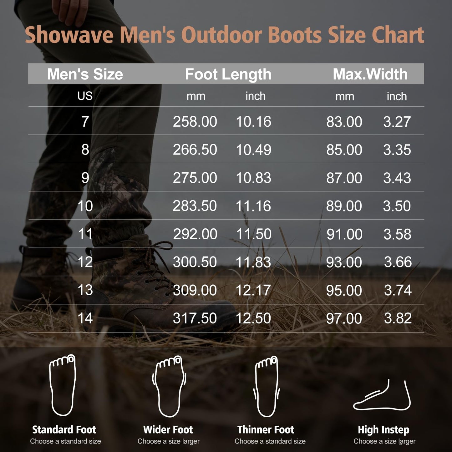 Showave Men's Rubber Boots Waterproof Rain Footwear Durable Short Hunting Boots for Mud Gardening Yard and Chore Working (Size 9,Brown)