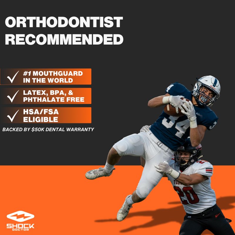 Shock Doctor Orthodontic Mouth Guard for Braces for Sports, Hockey, Lacrosse, Football, Baseball, Braces Mouth Guard, Upper Teeth Protection, Adult & Youth Mouth Guard Sizes