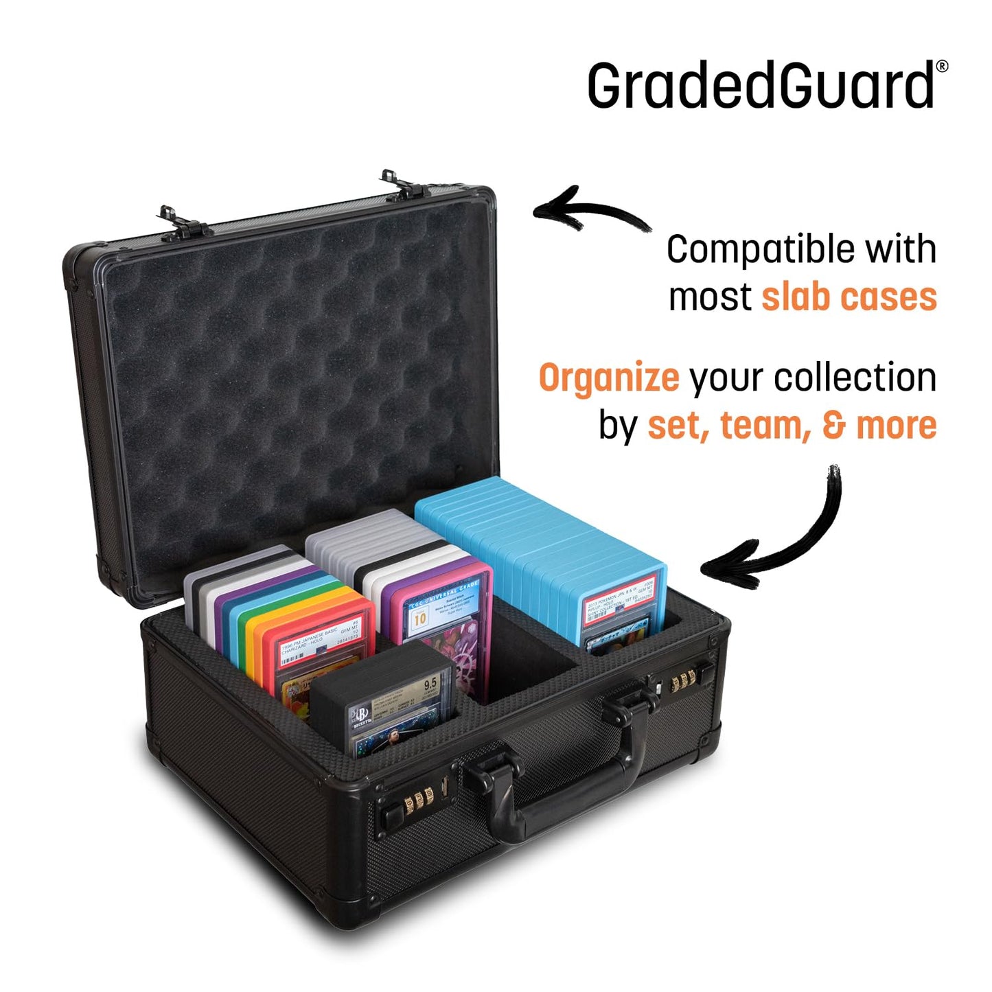GradedGuard PSA Card Slab Protector Case, Standard PSA Size, Impact Resistant TPU Holder, Drop & Scratch Proof Frame for Graded Sports TCG Collectible Trading Cards. (White)