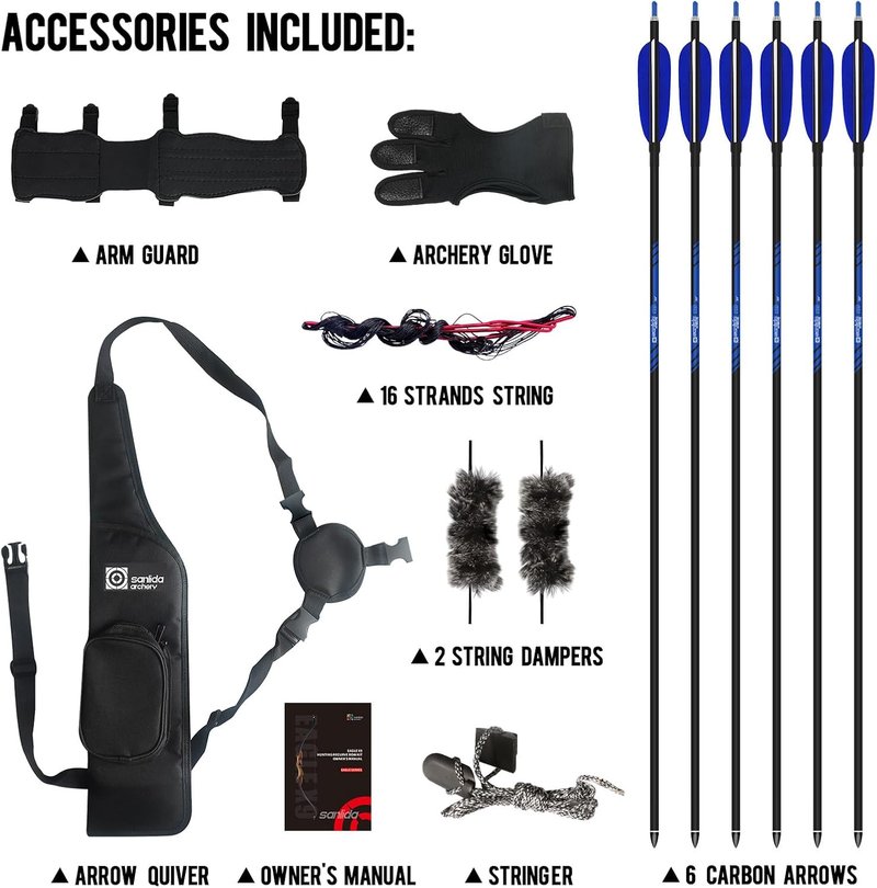 Sanlida Eagle X9 Recurve Bow Set - 58-Inch Wooden Takedown Bow for Adults | 25-60 Lbs, Perfect for Hunting and Practice