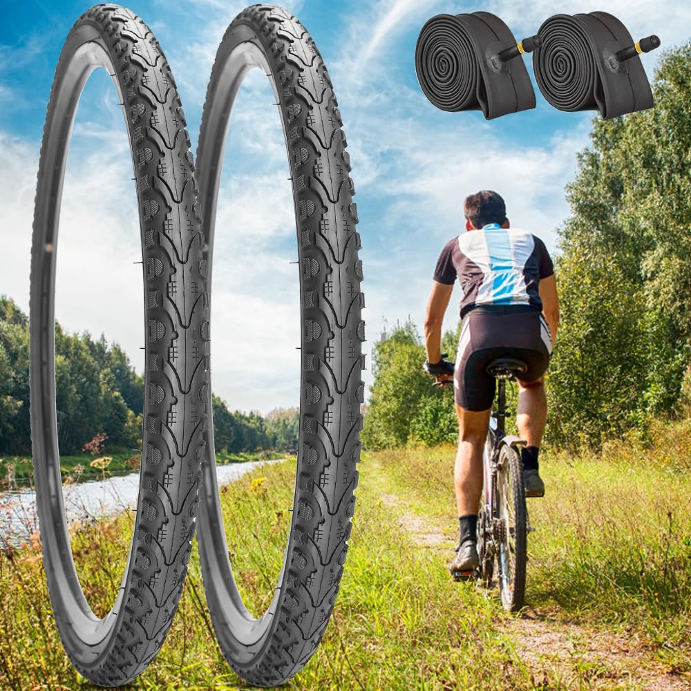 SIMEIQI Pair of 26"x1.75" Bike Tires with or Without Inner Tubes of 26“x1.75”/2.125“ Replacement Tire for Hybrid City Road Commuter Bicycles Urban