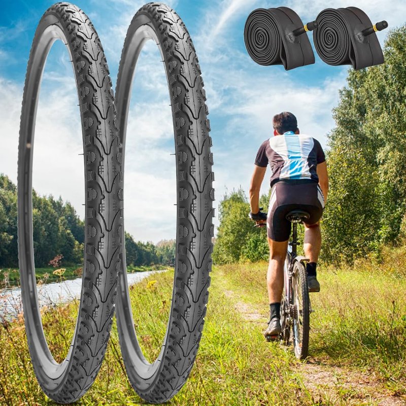 SIMEIQI Pair of 26"x1.75" Bike Tires with or Without Inner Tubes of 26“x1.75”/2.125“ Replacement Tire for Hybrid City Road Commuter Bicycles Urban
