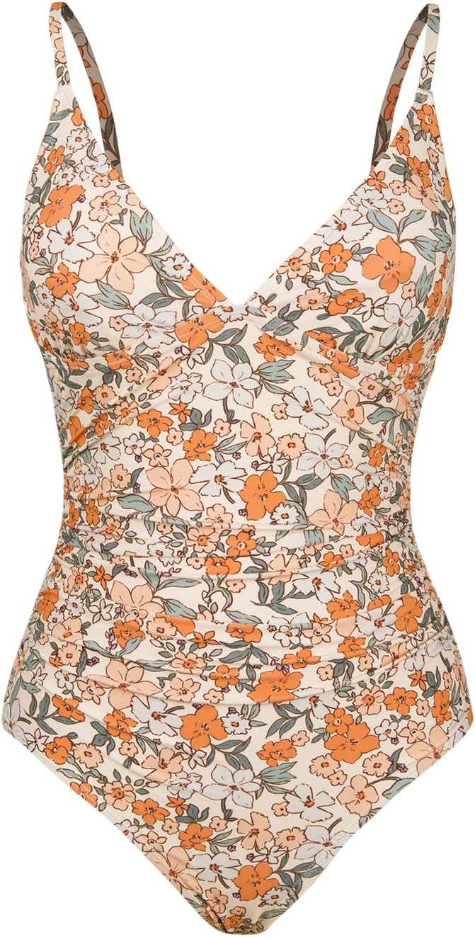 CUPSHE Women's One-Piece Swimsuit - Tummy Control V-Neck Bathing Suit in Stylish Design