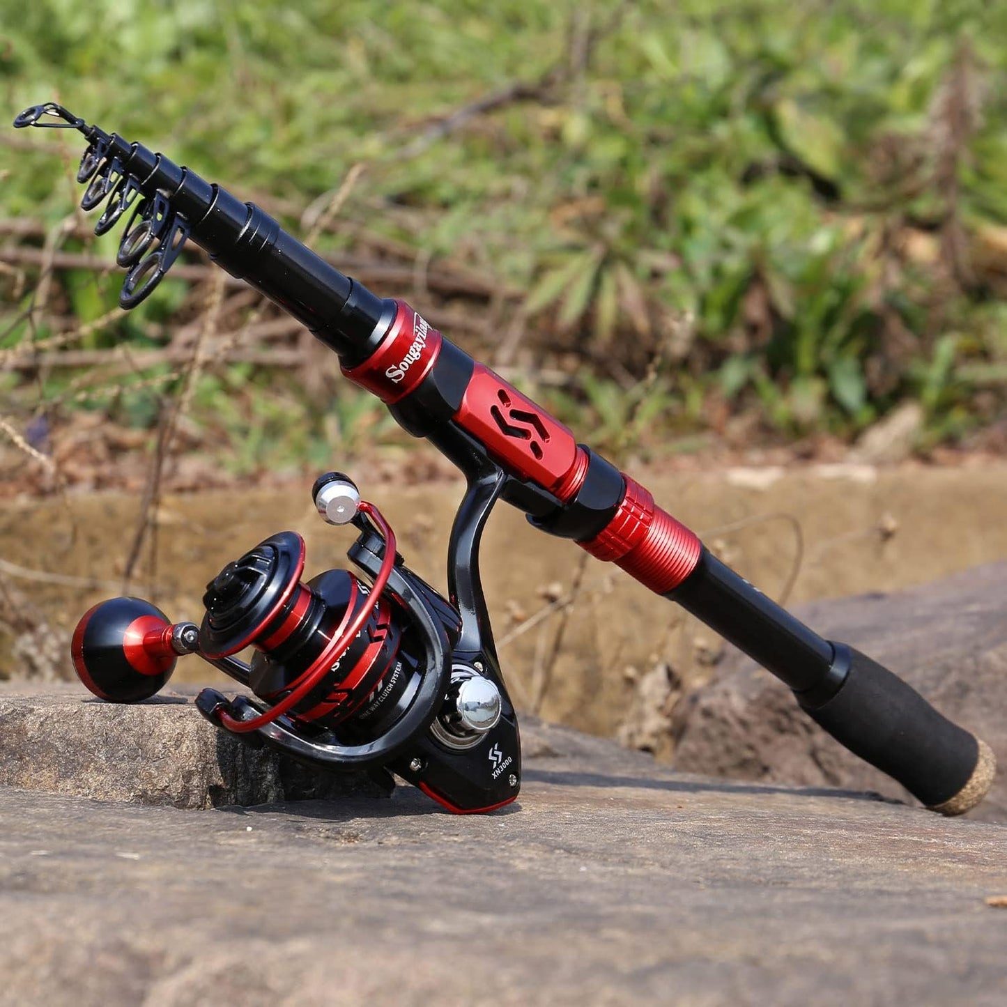 Sougayilang Fishing Pole - Portable Spinning Reel Combo for Anglers | Lightweight Design