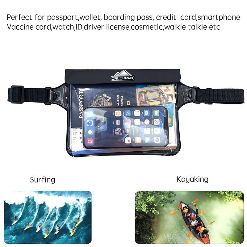DRLOKPAK Waterproof Waist Bag Pouch Fanny Pack Bum Bag with Secret Holder Keeps Your Phone Kindle Wallet Watch & Valuables Dry - Perfect for Surf Canoe Swim Snorkel Dive Beach Pool(Lime Green)