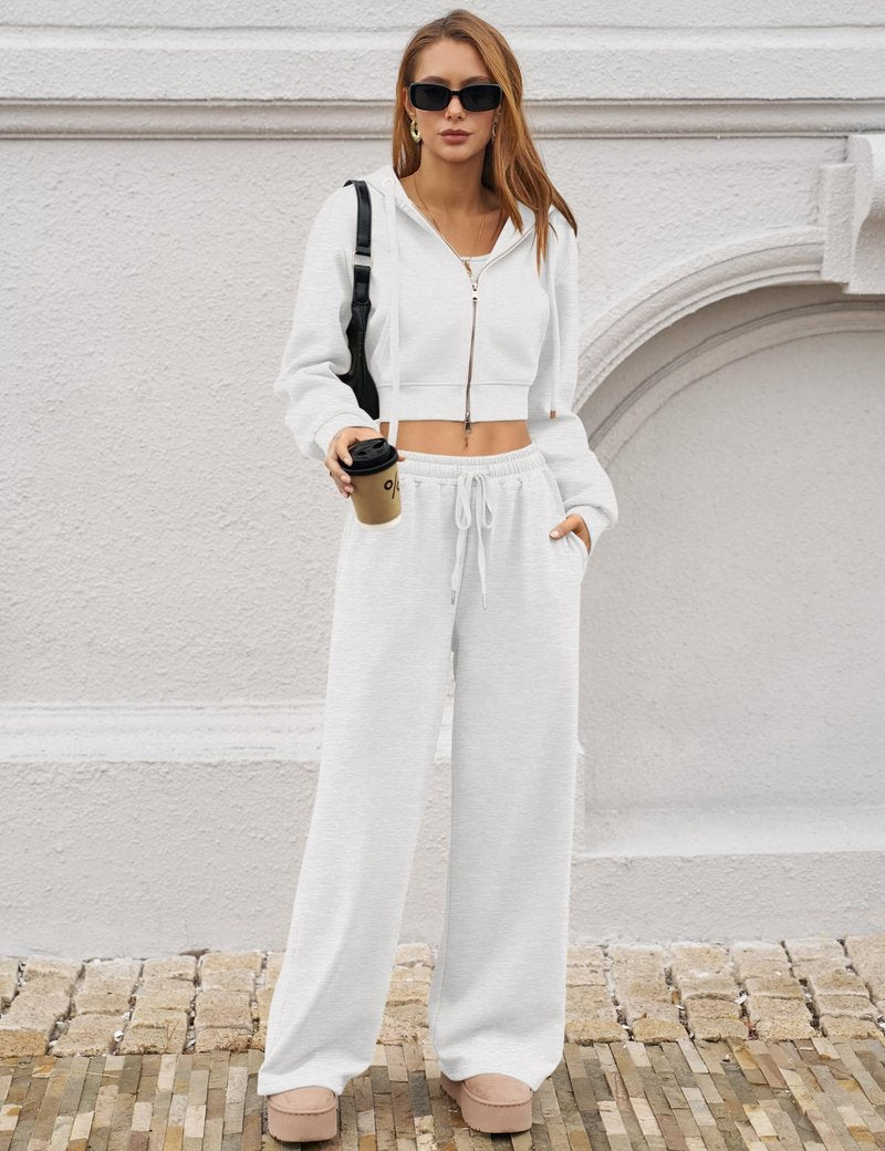 LOMON Women's Sweatpants Wide Leg Fleece Lined Sweat Pants Spring Winter Clothes 2026 Teen Girl Baggy Drawstring Joggers with Pockets (Light Grey, S)