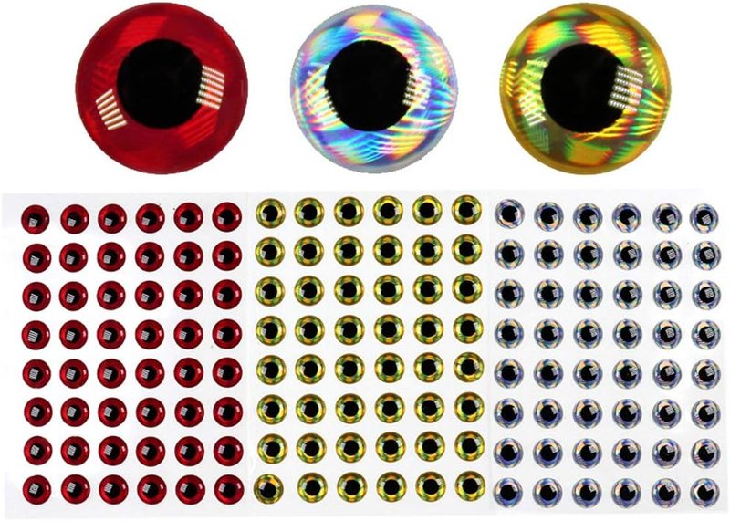 3D Bionic Fish Eyes - 300PCS Fly Tying Lure Eyes in Multiple Sizes (2mm-10mm)