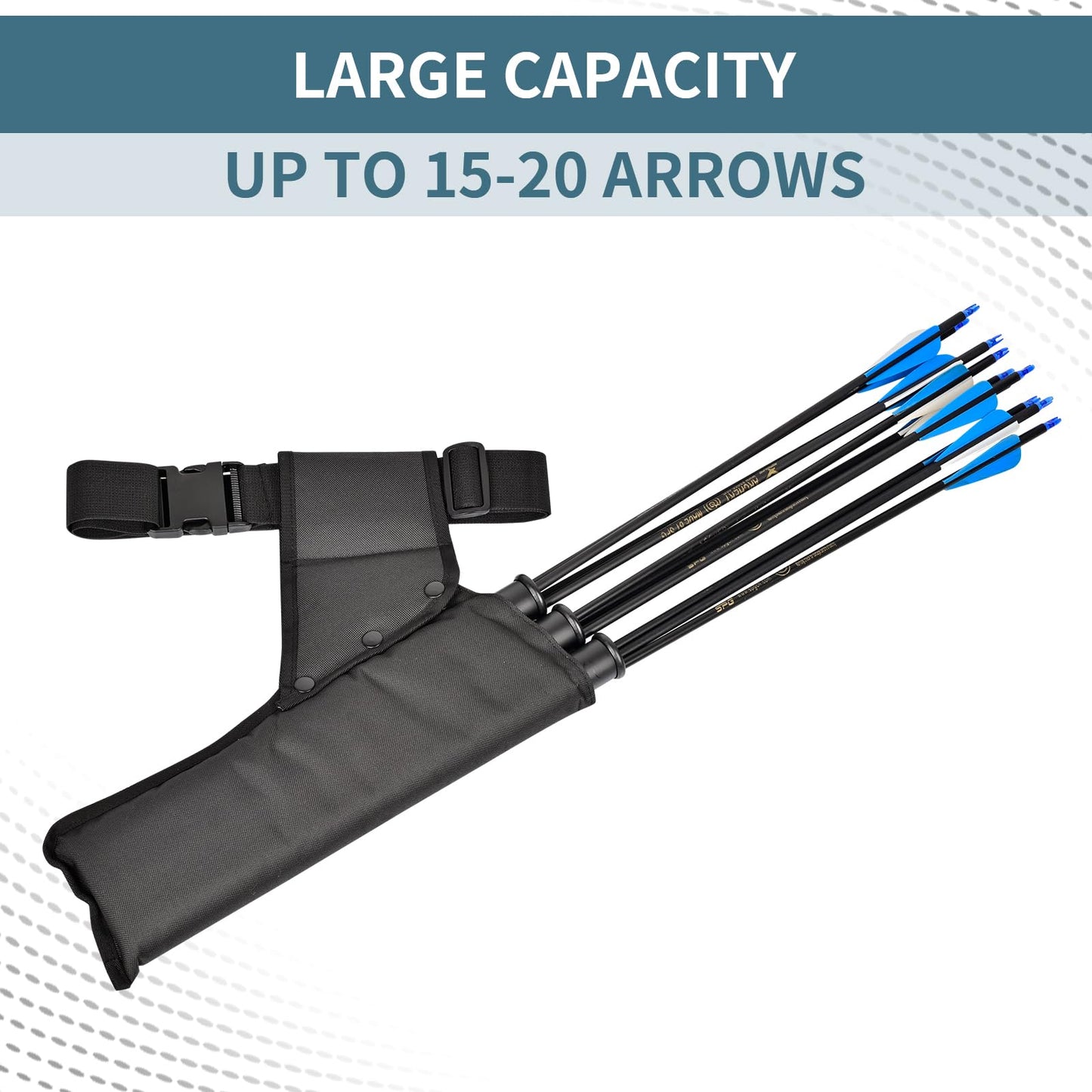 SPG Arrow Quiver 3 Tube with Back Straps and Waist Belt, Archery Hip Quiver for Arrows Hunting Shooting Practice, Holds Multiple Arrows for Quick Access (Black)