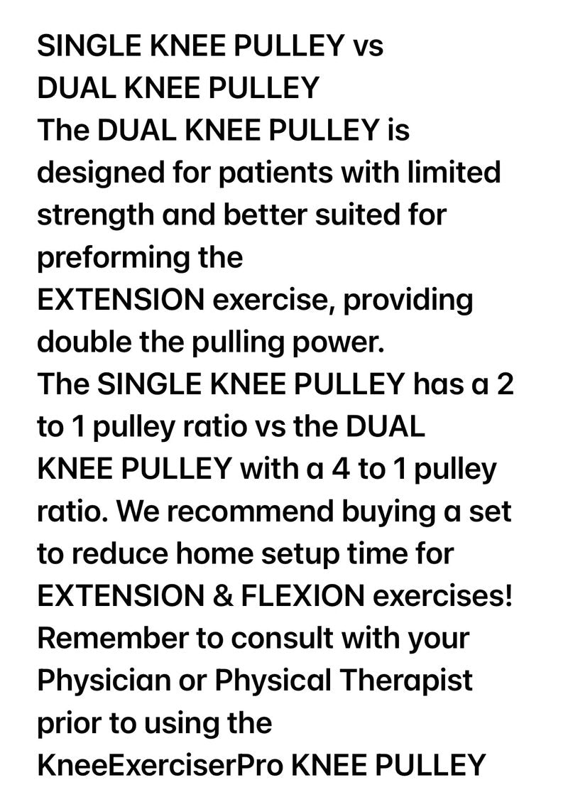 Knee Exerciser Pro-Dual Knee Pulley: Great Choice for Post Knee Surgery Therapy for preforming Extension and Flexion Exercises, TKA, ACL & Knee Contracture Rehab, POLEA DE RODILLA