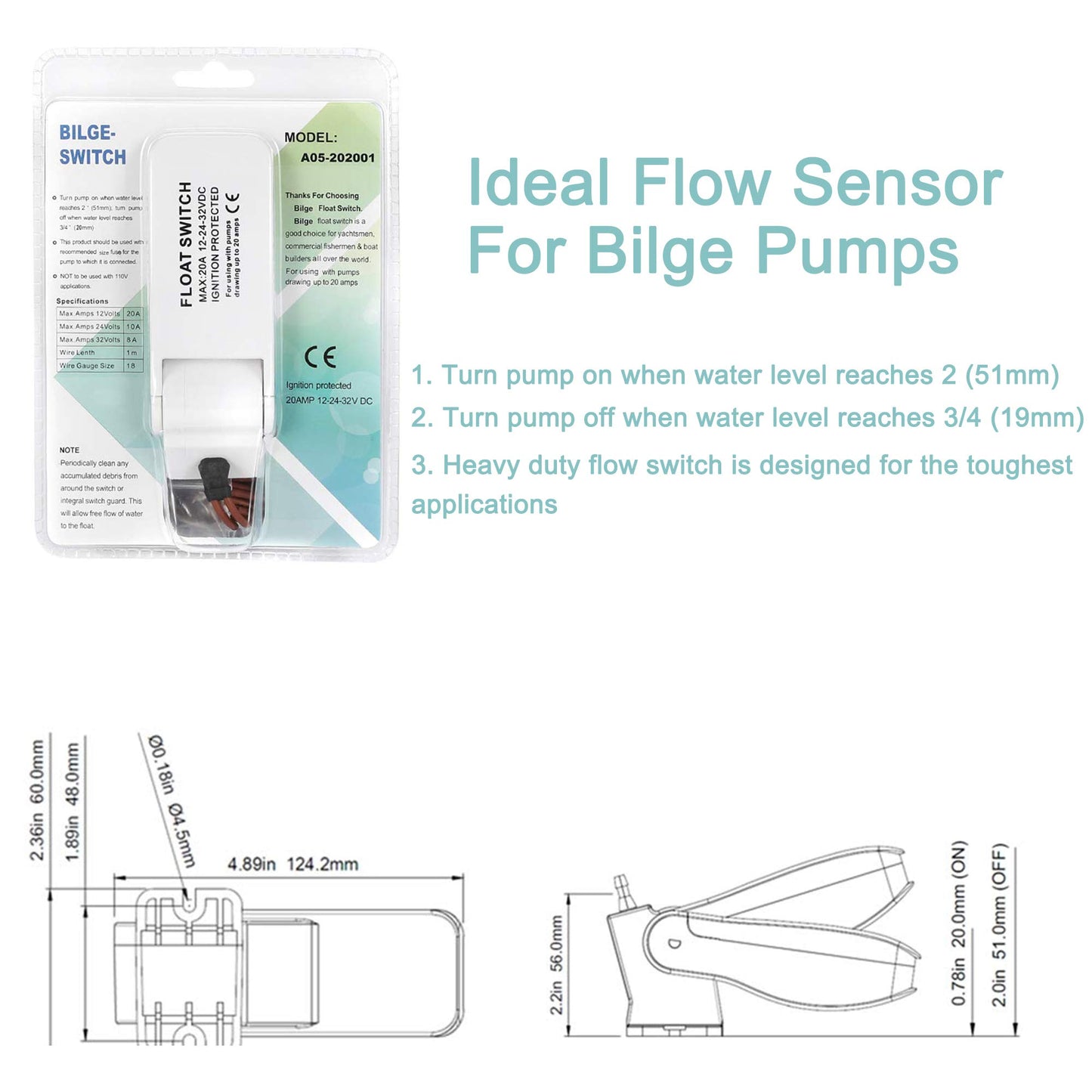 Sanuke Bilge Pump for Boat 12V 1500GPH Submersible Marine Pump for Portable Boat Accessories,Low Noise Electric with float switch