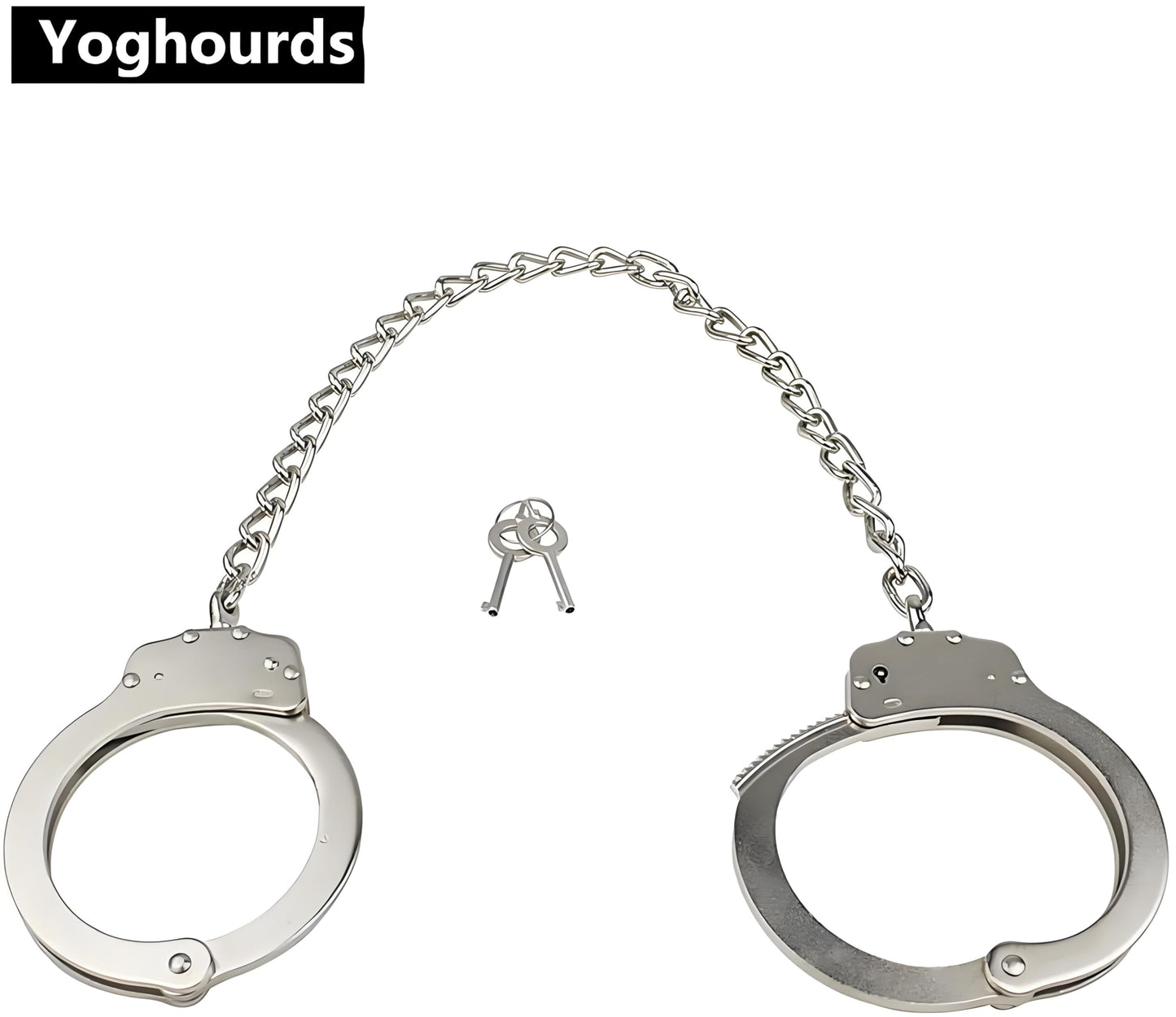 Yoghourds Metal Long Handcuffs - Sturdy Durable Double Lock Steel LegCuffs, Police Professional Heavy Duty Ankle Handcuffs with 2 Keys & Holster (Sliver)